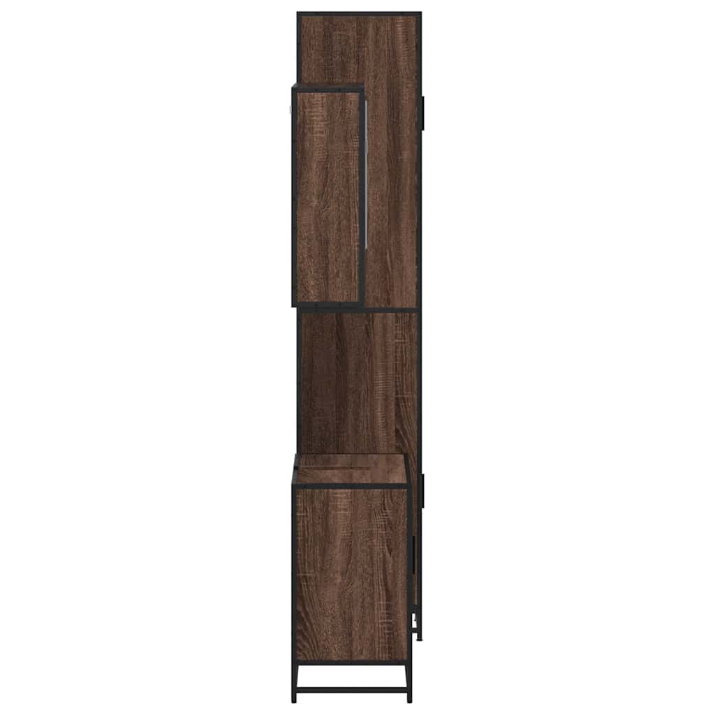 vidaXL Set mobilier de baie, 3 piese, stejar maro, lemn prelucrat