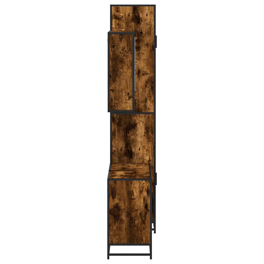 vidaXL Set mobilier de baie, 3 piese, stejar fumuriu, lemn prelucrat vidaXL Set mobilier de baie, 3 piese, stejar fumuriu, lemn prelucrat