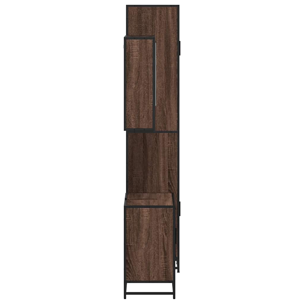 vidaXL Set mobilier de baie, 3 piese, stejar maro, lemn prelucrat