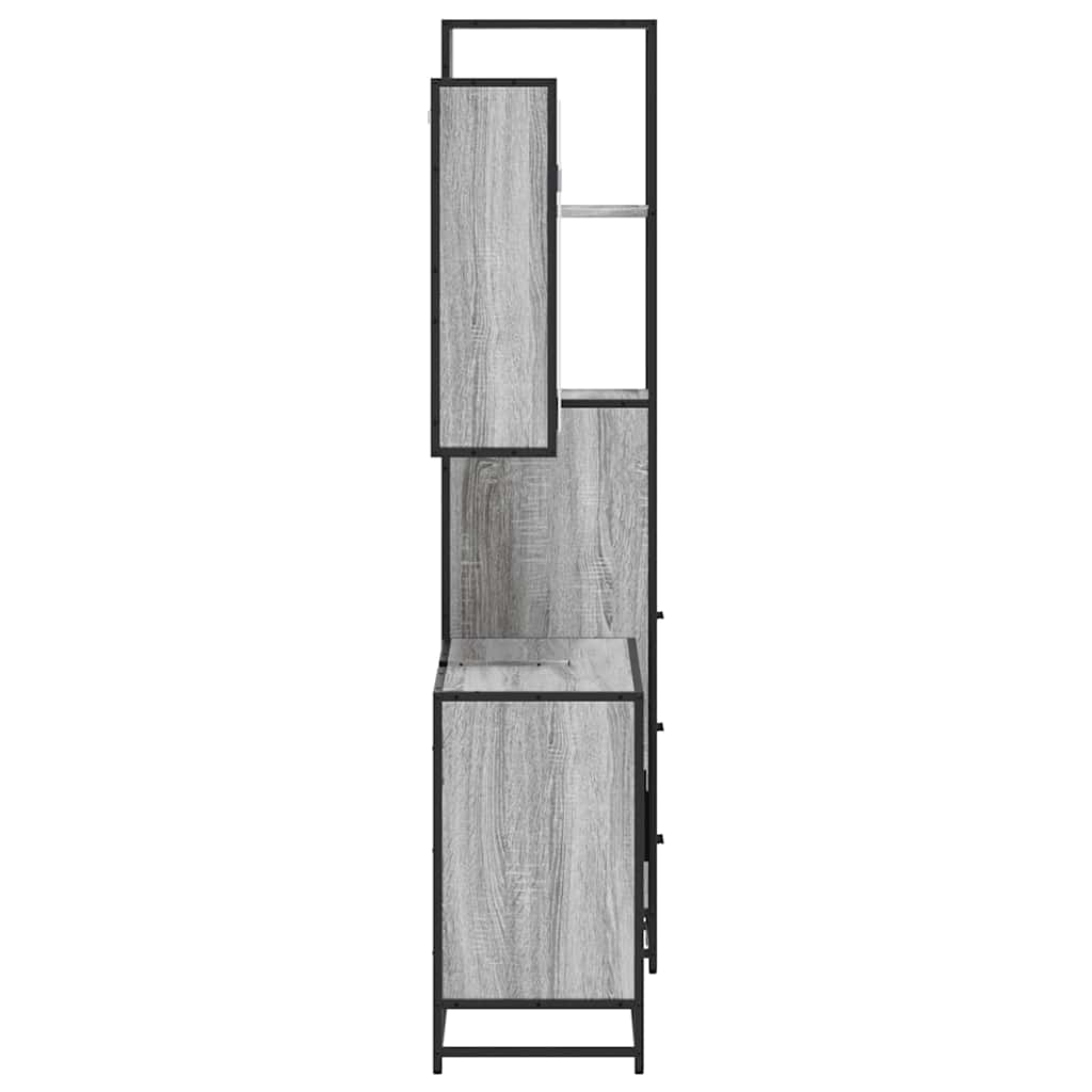 vidaXL Set mobilier de baie, 3 piese, gri sonoma, lemn prelucrat vidaXL Set mobilier de baie, 3 piese, gri sonoma, lemn prelucrat