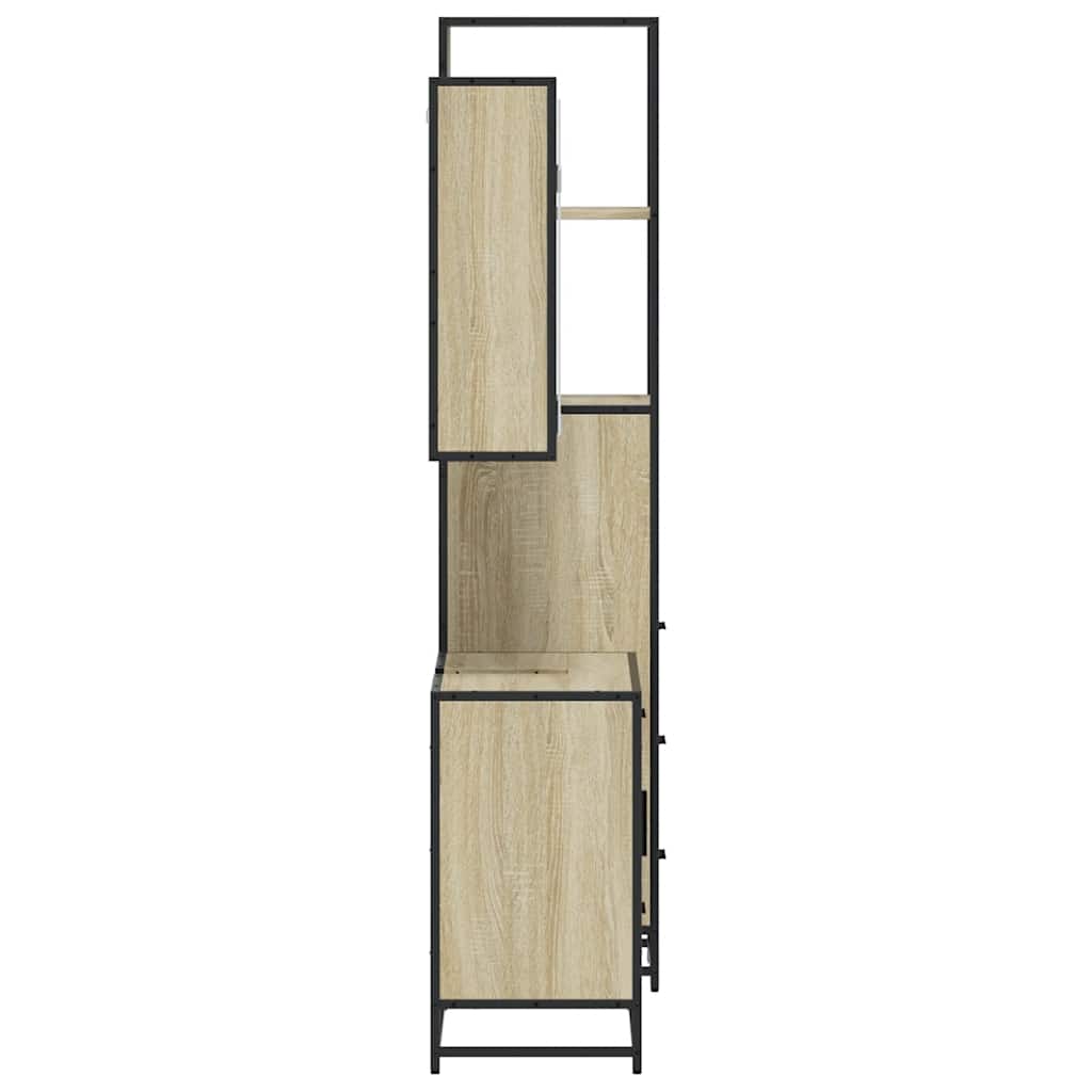 vidaXL Set mobilier de baie, 3 piese, stejar sonoma, lemn prelucrat vidaXL Set mobilier de baie, 3 piese, stejar sonoma, lemn prelucrat