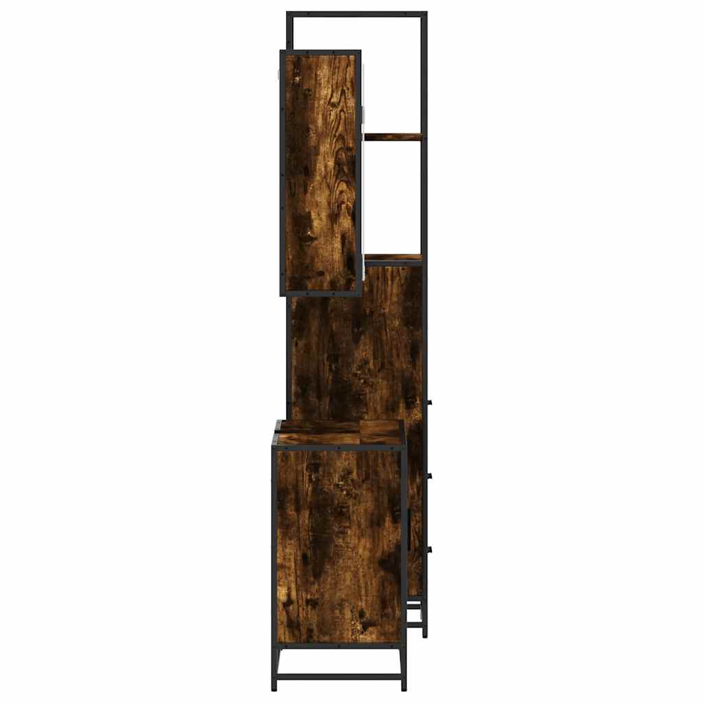 vidaXL Set mobilier de baie, 3 piese, stejar fumuriu, lemn prelucrat vidaXL Set mobilier de baie, 3 piese, stejar fumuriu, lemn prelucrat