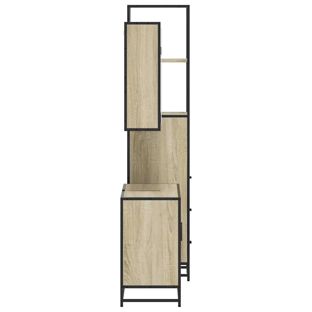 vidaXL Set mobilier de baie, 3 piese, stejar sonoma, lemn prelucrat vidaXL Set mobilier de baie, 3 piese, stejar sonoma, lemn prelucrat