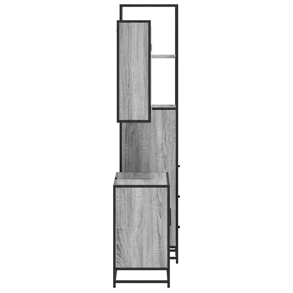 vidaXL Set mobilier de baie, 3 piese, gri sonoma, lemn prelucrat vidaXL Set mobilier de baie, 3 piese, gri sonoma, lemn prelucrat
