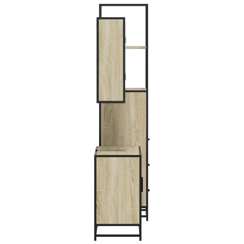 vidaXL Set mobilier de baie, 3 piese, stejar sonoma, lemn prelucrat vidaXL Set mobilier de baie, 3 piese, stejar sonoma, lemn prelucrat