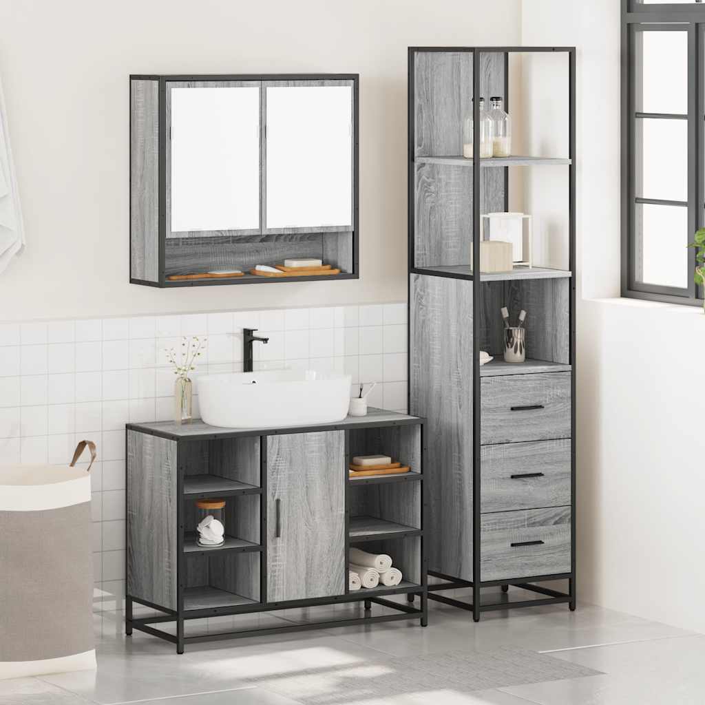 vidaXL Set de mobilier de baie 3 piese Lemn greșit Sonoma vidaXL Set de mobilier de baie 3 piese Lemn greșit Sonoma
