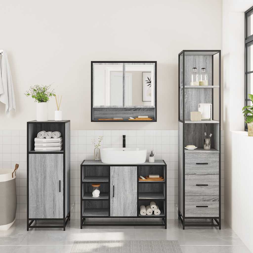 vidaXL Set de mobilier de baie 3 piese Lemn greșit Sonoma vidaXL Set de mobilier de baie 3 piese Lemn greșit Sonoma