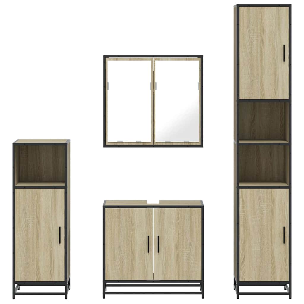 vidaXL Set de mobilier de baie din 4 piese din lemn de stejar Sonoma vidaXL Set de mobilier de baie din 4 piese din lemn de stejar Sonoma