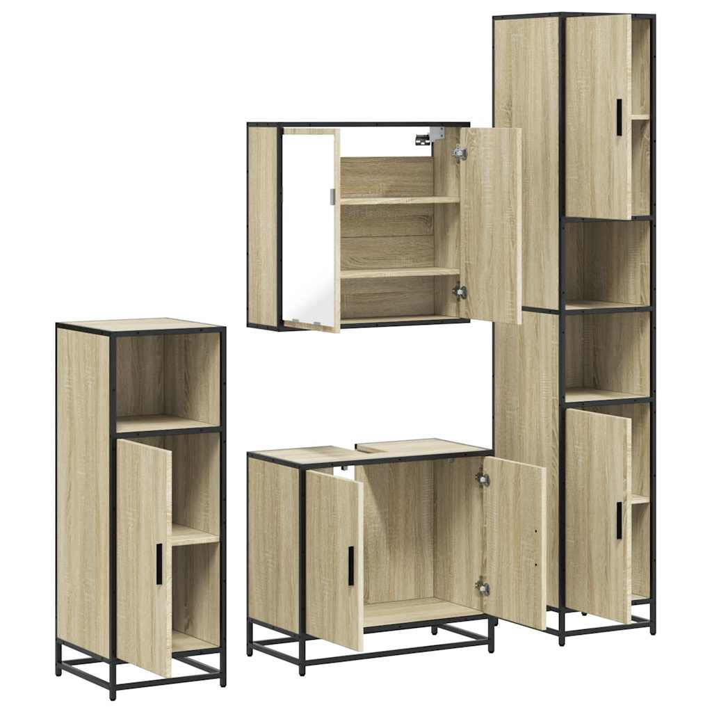 vidaXL Set de mobilier de baie din 4 piese din lemn de stejar Sonoma vidaXL Set de mobilier de baie din 4 piese din lemn de stejar Sonoma