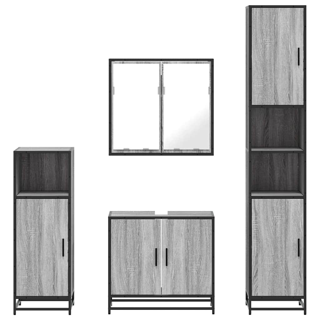 vidaXL Set de mobilier de baie 4 piese Lemn stratificat gri Sonoma vidaXL Set de mobilier de baie 4 piese Lemn stratificat gri Sonoma