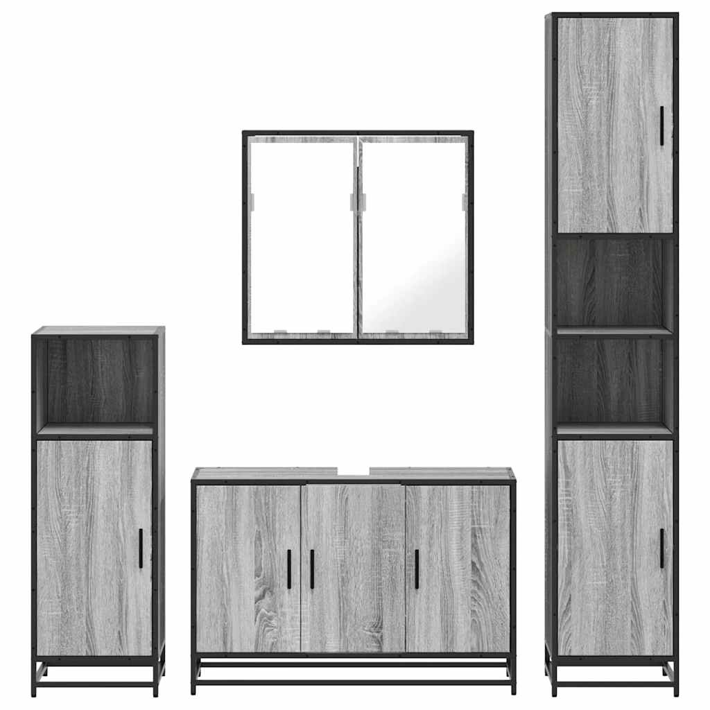 vidaXL Set de mobilier de baie 4 piese Lemn stratificat gri Sonoma vidaXL Set de mobilier de baie 4 piese Lemn stratificat gri Sonoma