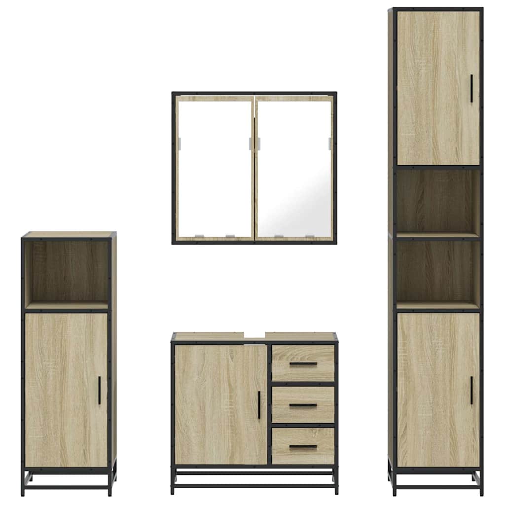 vidaXL Set de mobilier de baie din 4 piese din lemn de stejar Sonoma vidaXL Set de mobilier de baie din 4 piese din lemn de stejar Sonoma