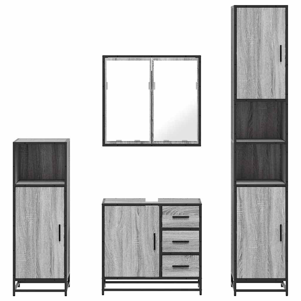 vidaXL Set de mobilier de baie 4 piese Lemn stratificat gri Sonoma vidaXL Set de mobilier de baie 4 piese Lemn stratificat gri Sonoma