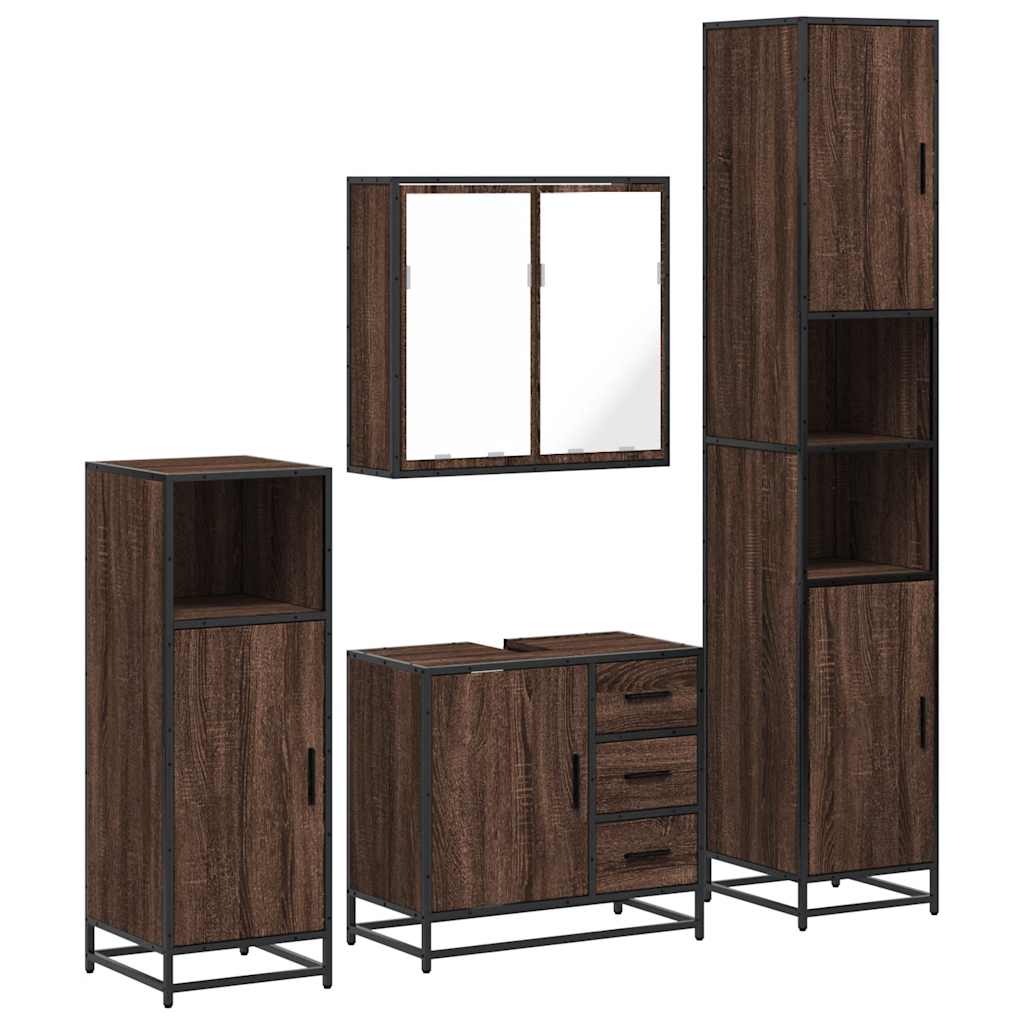 vidaXL Set de mobilier de baie din 4 piese din lemn de stejar maro vidaXL Set de mobilier de baie din 4 piese din lemn de stejar maro