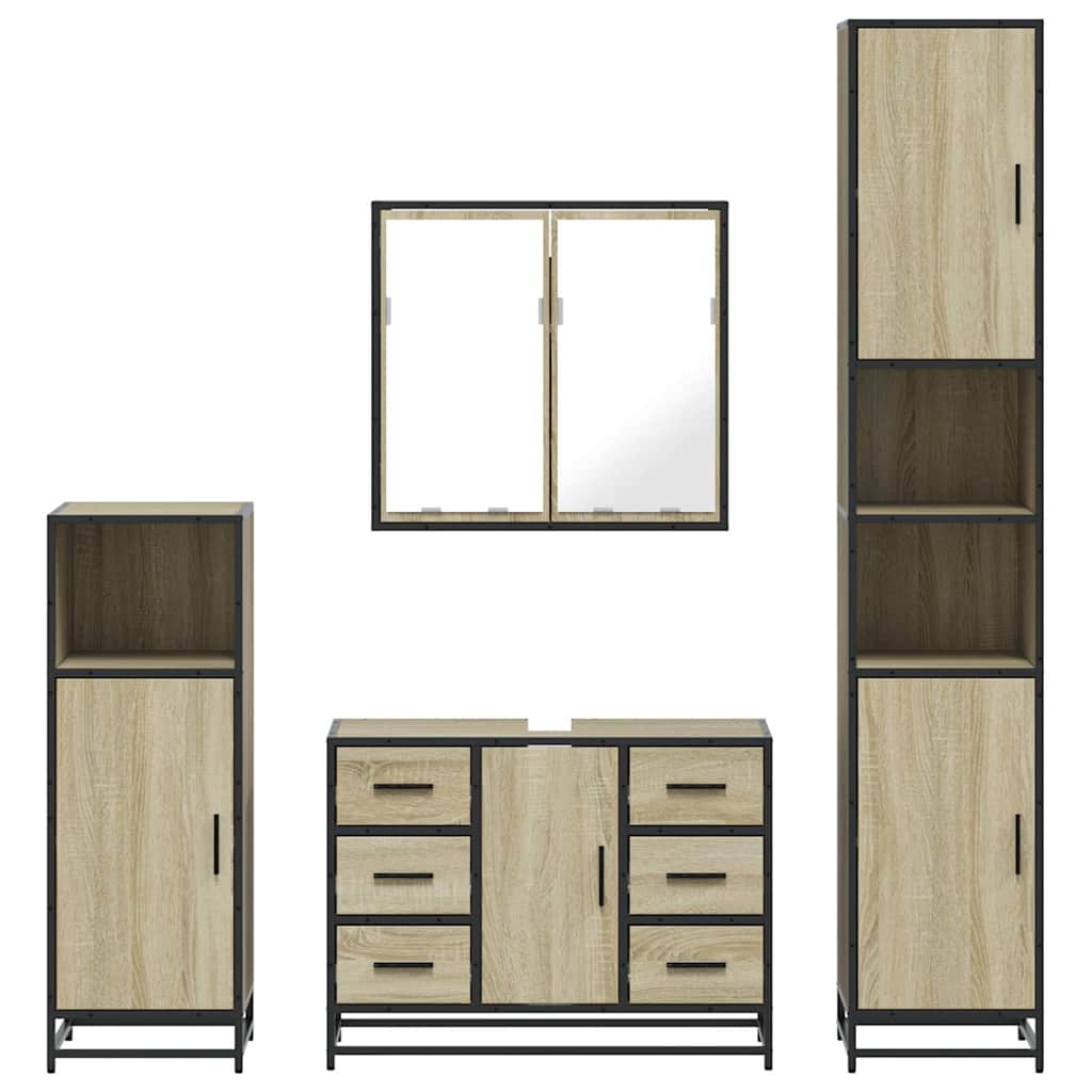 vidaXL Set de mobilier de baie din 4 piese din lemn de stejar Sonoma vidaXL Set de mobilier de baie din 4 piese din lemn de stejar Sonoma
