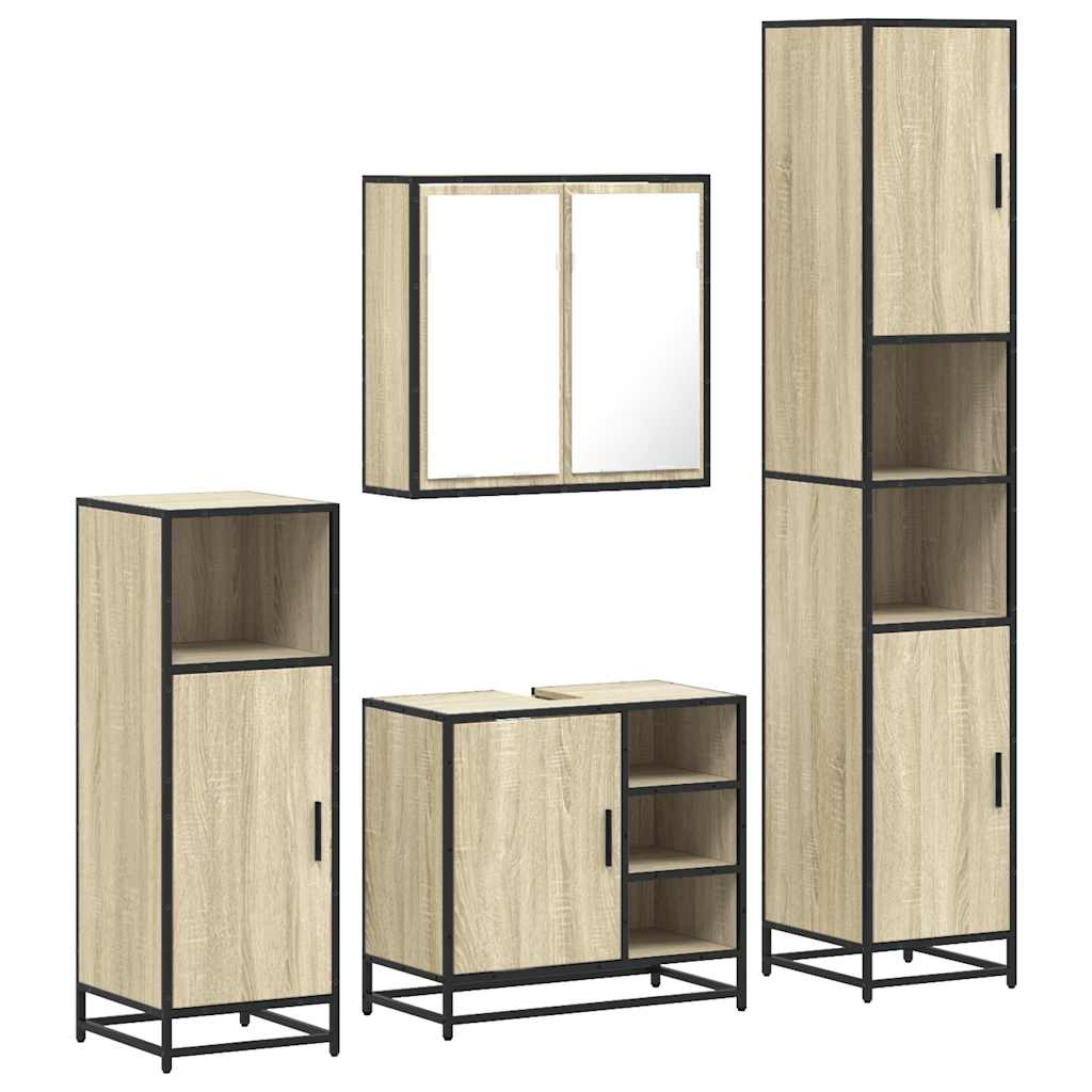 vidaXL Set de mobilier de baie din 4 piese din lemn de stejar Sonoma vidaXL Set de mobilier de baie din 4 piese din lemn de stejar Sonoma