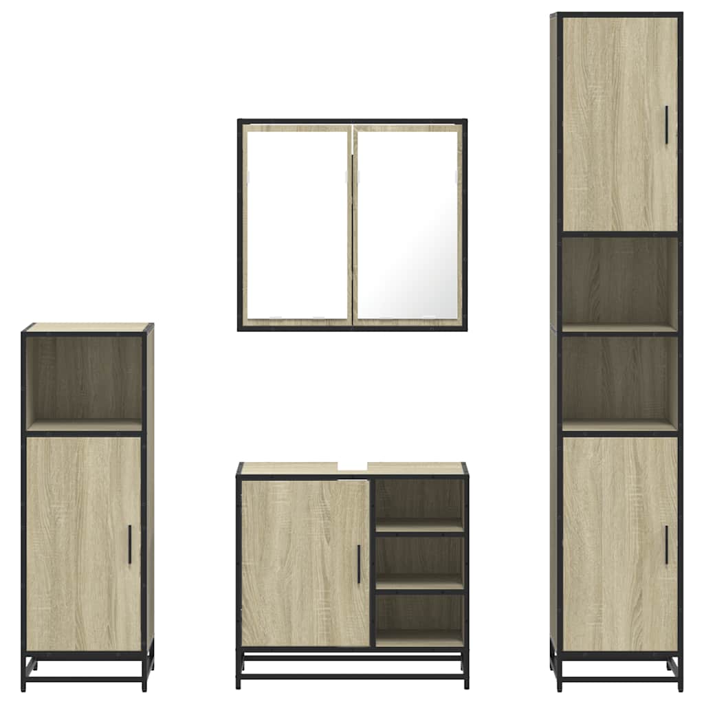 vidaXL Set de mobilier de baie din 4 piese din lemn de stejar Sonoma vidaXL Set de mobilier de baie din 4 piese din lemn de stejar Sonoma