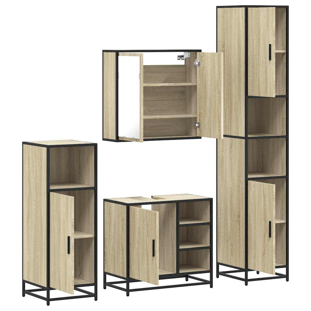 vidaXL Set de mobilier de baie din 4 piese din lemn de stejar Sonoma vidaXL Set de mobilier de baie din 4 piese din lemn de stejar Sonoma