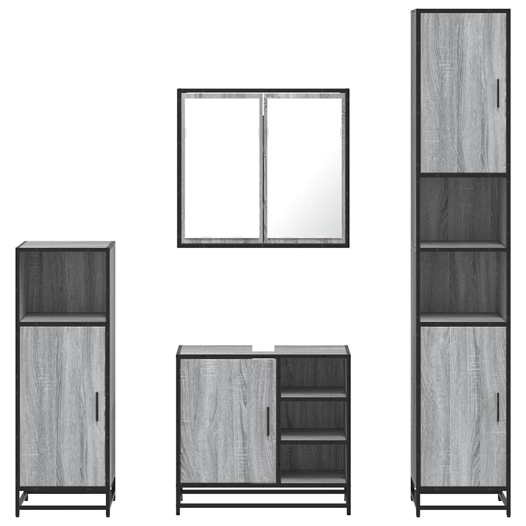 vidaXL Set de mobilier de baie 4 piese Lemn stratificat gri Sonoma vidaXL Set de mobilier de baie 4 piese Lemn stratificat gri Sonoma