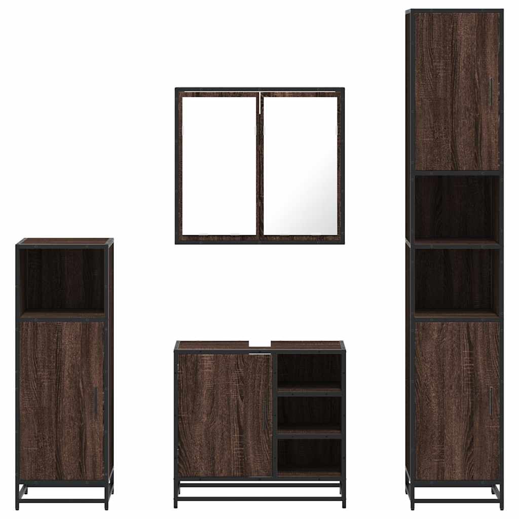 vidaXL Set de mobilier de baie din 4 piese din lemn de stejar maro vidaXL Set de mobilier de baie din 4 piese din lemn de stejar maro