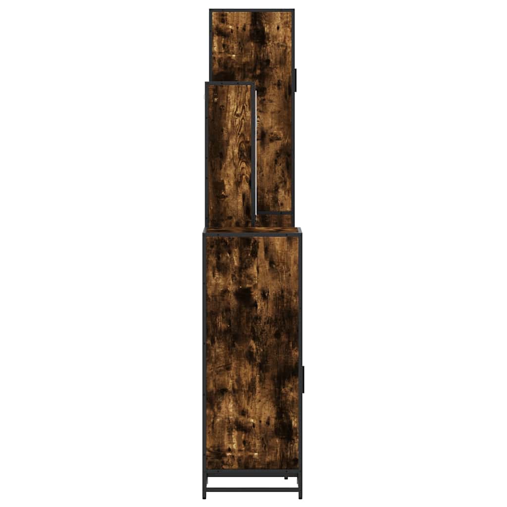 vidaXL Set de mobilier de baie 4 piese Lemn prelucrat de stejar afumat vidaXL Set de mobilier de baie 4 piese Lemn prelucrat de stejar afumat