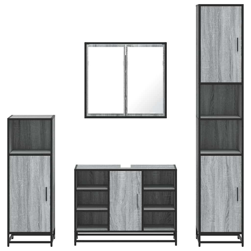 vidaXL Set de mobilier de baie 4 piese Lemn stratificat gri Sonoma vidaXL Set de mobilier de baie 4 piese Lemn stratificat gri Sonoma