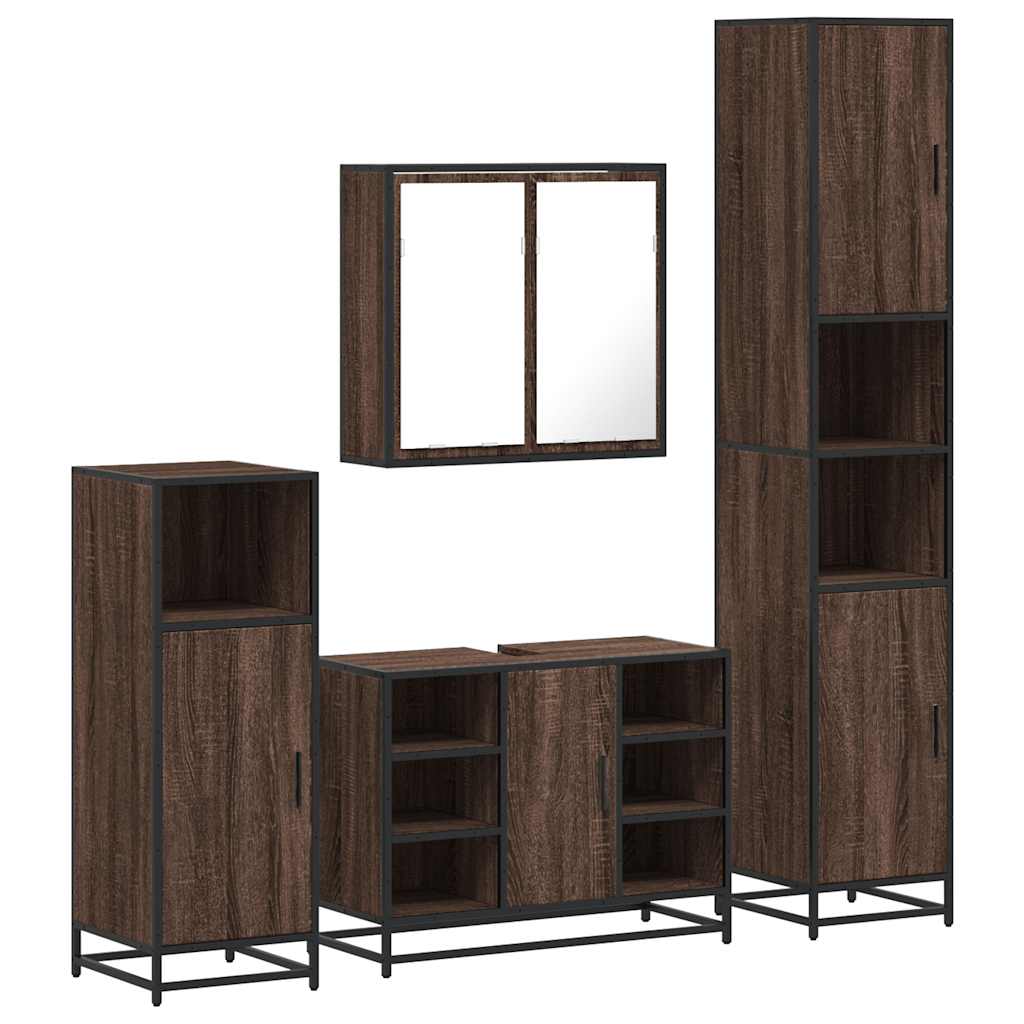 vidaXL Set de mobilier de baie din 4 piese din lemn de stejar maro vidaXL Set de mobilier de baie din 4 piese din lemn de stejar maro