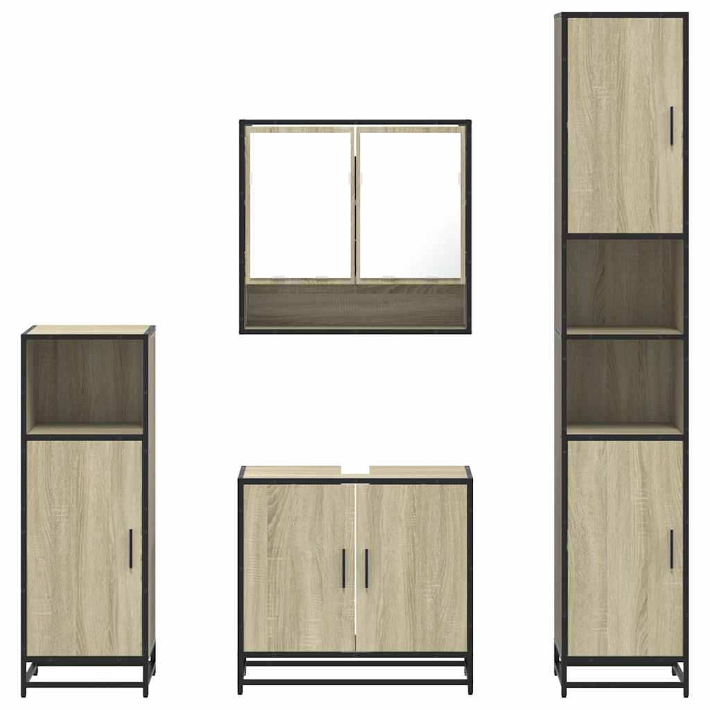 vidaXL Set de mobilier de baie din 4 piese din lemn de stejar Sonoma vidaXL Set de mobilier de baie din 4 piese din lemn de stejar Sonoma