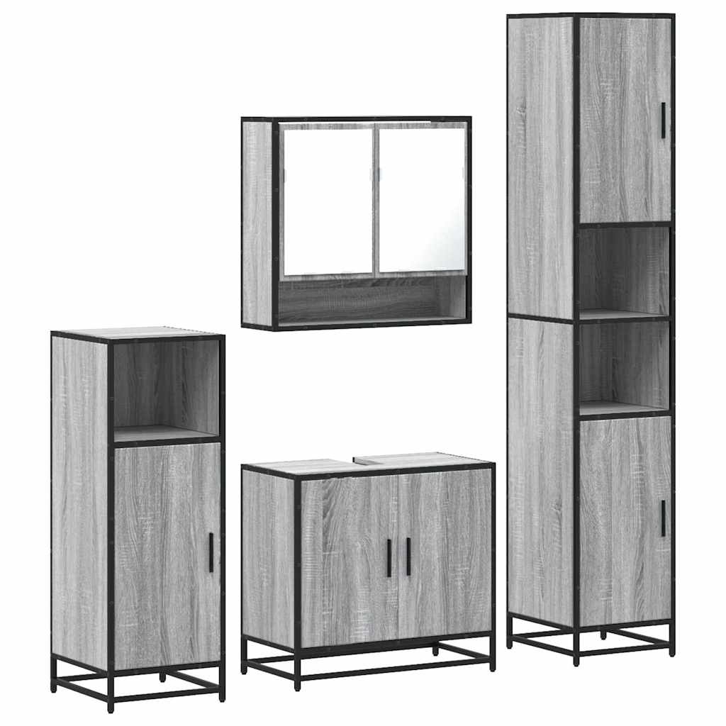 vidaXL Set de mobilier de baie 4 piese Lemn stratificat gri Sonoma vidaXL Set de mobilier de baie 4 piese Lemn stratificat gri Sonoma