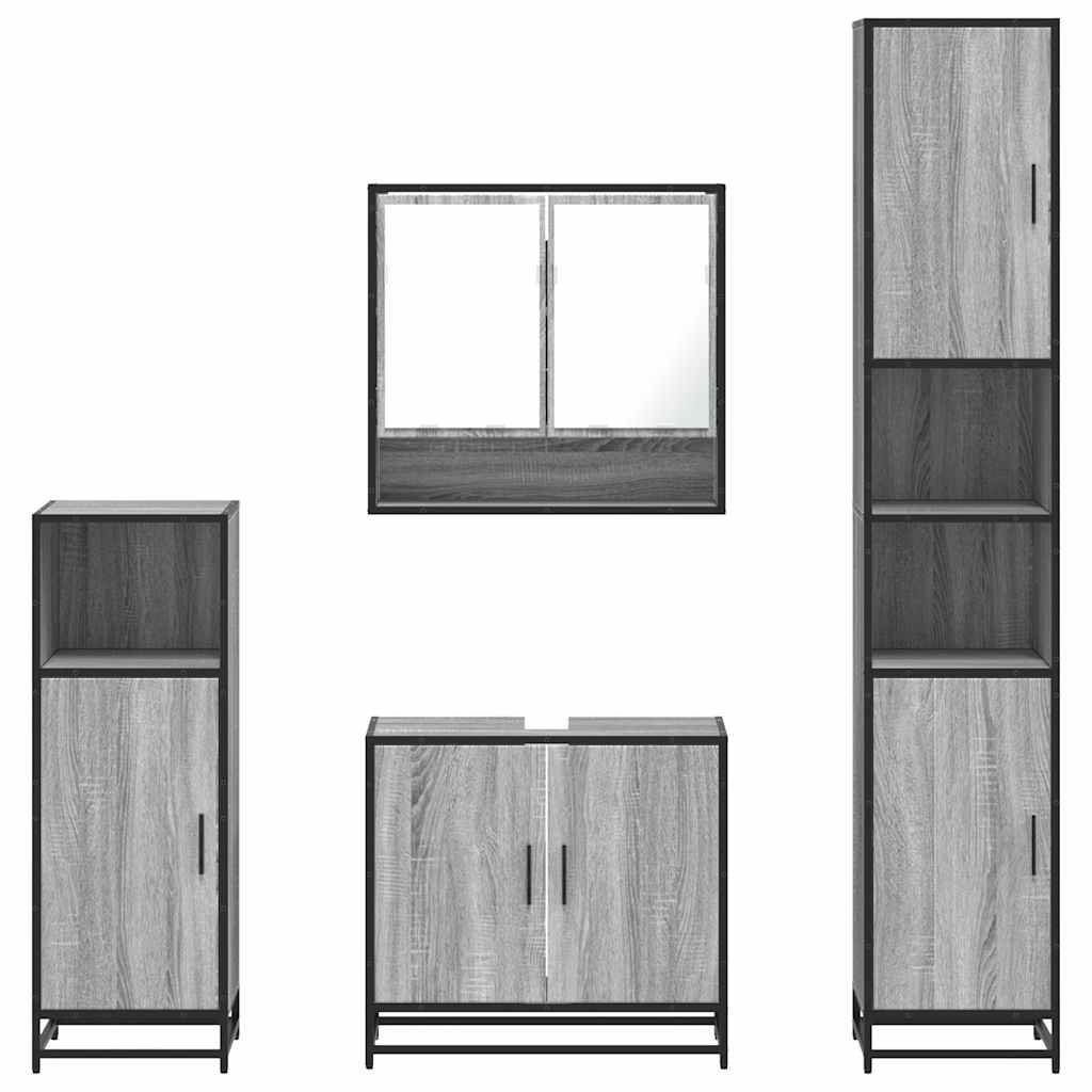 vidaXL Set de mobilier de baie 4 piese Lemn stratificat gri Sonoma vidaXL Set de mobilier de baie 4 piese Lemn stratificat gri Sonoma