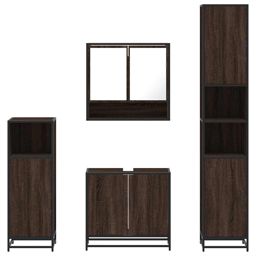 vidaXL Set de mobilier de baie din 4 piese din lemn de stejar maro vidaXL Set de mobilier de baie din 4 piese din lemn de stejar maro