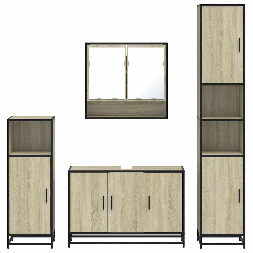 vidaXL Set de mobilier de baie din 4 piese din lemn de stejar Sonoma vidaXL Set de mobilier de baie din 4 piese din lemn de stejar Sonoma