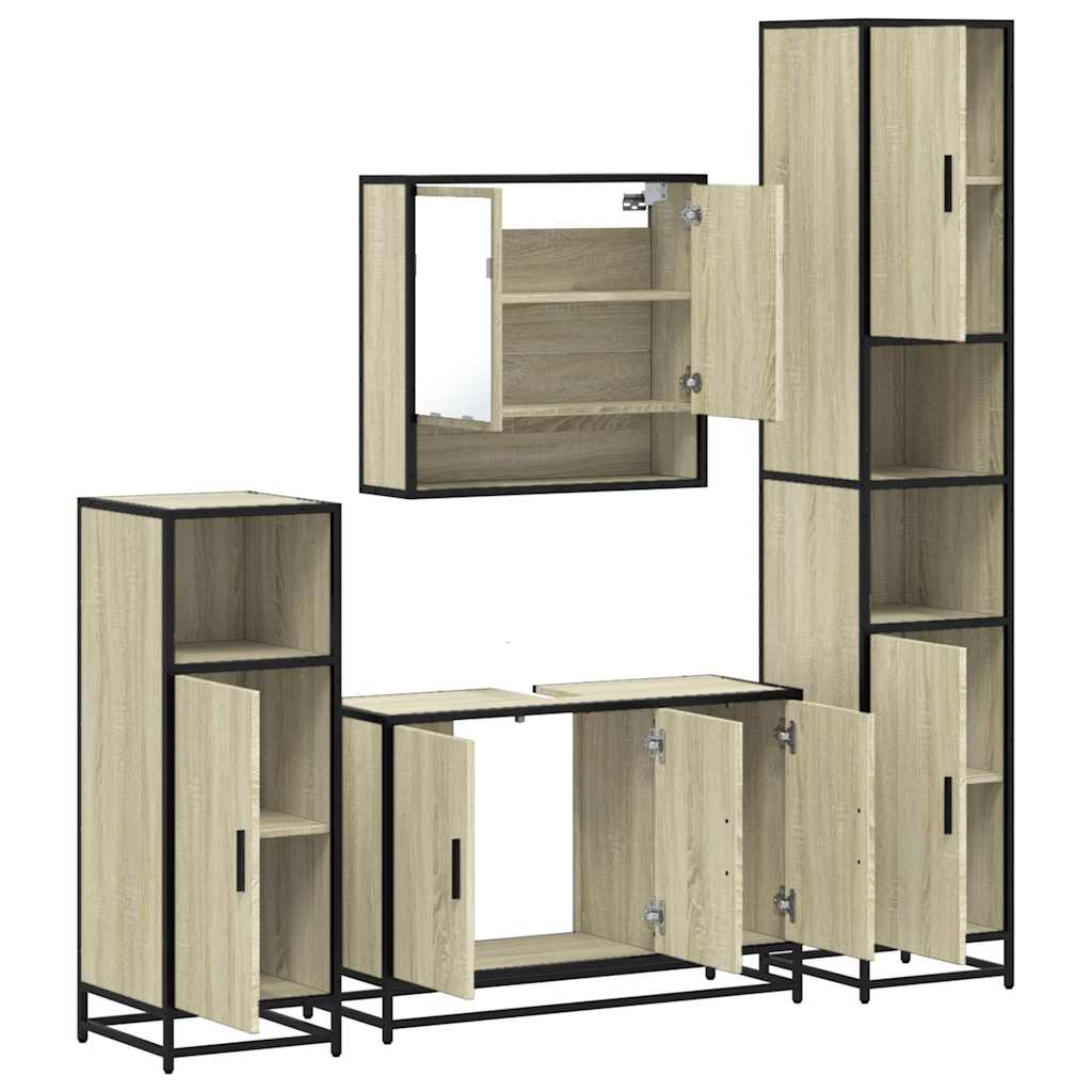 vidaXL Set de mobilier de baie din 4 piese din lemn de stejar Sonoma vidaXL Set de mobilier de baie din 4 piese din lemn de stejar Sonoma