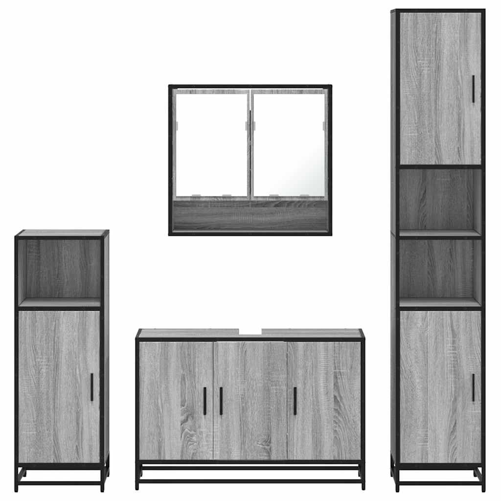 vidaXL Set de mobilier de baie 4 piese Lemn stratificat gri Sonoma vidaXL Set de mobilier de baie 4 piese Lemn stratificat gri Sonoma