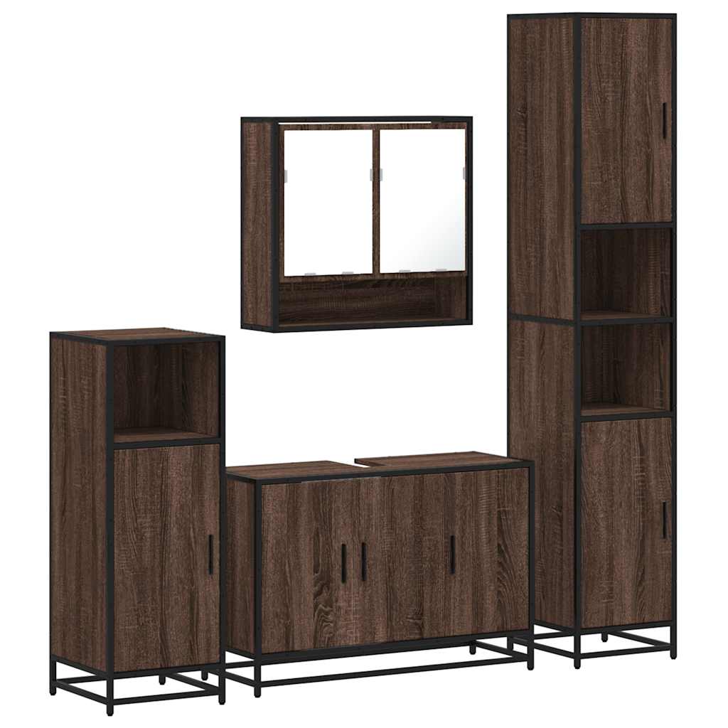 vidaXL Set de mobilier de baie din 4 piese din lemn de stejar maro vidaXL Set de mobilier de baie din 4 piese din lemn de stejar maro