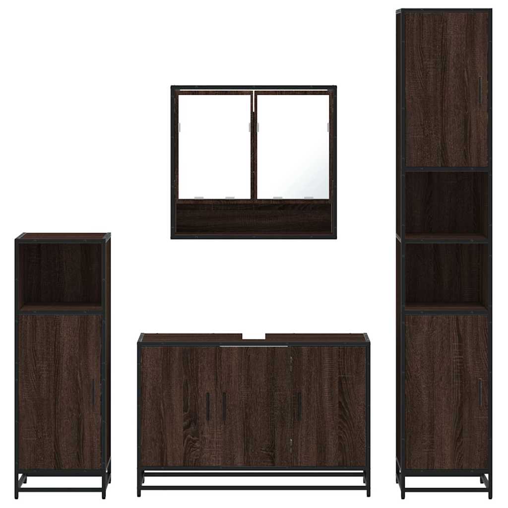 vidaXL Set de mobilier de baie din 4 piese din lemn de stejar maro vidaXL Set de mobilier de baie din 4 piese din lemn de stejar maro