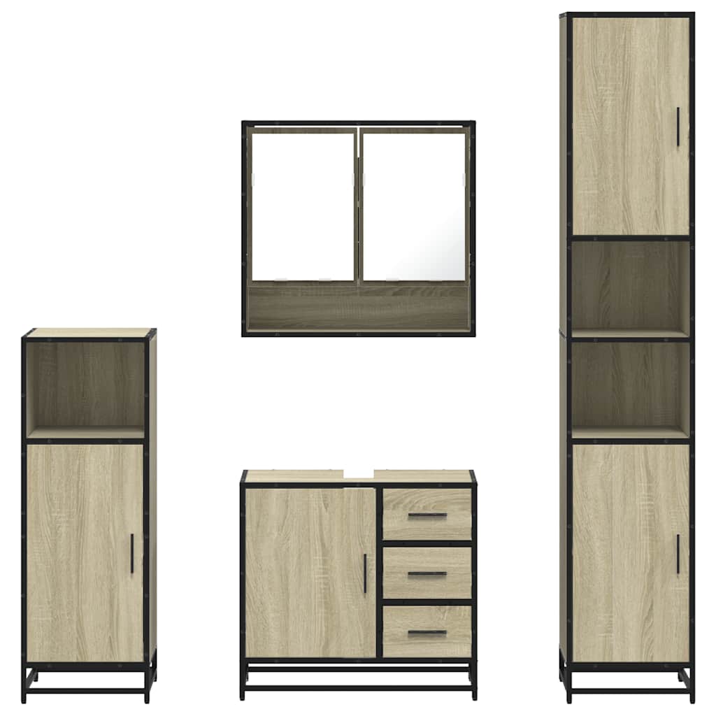 vidaXL Set de mobilier de baie din 4 piese din lemn de stejar Sonoma vidaXL Set de mobilier de baie din 4 piese din lemn de stejar Sonoma