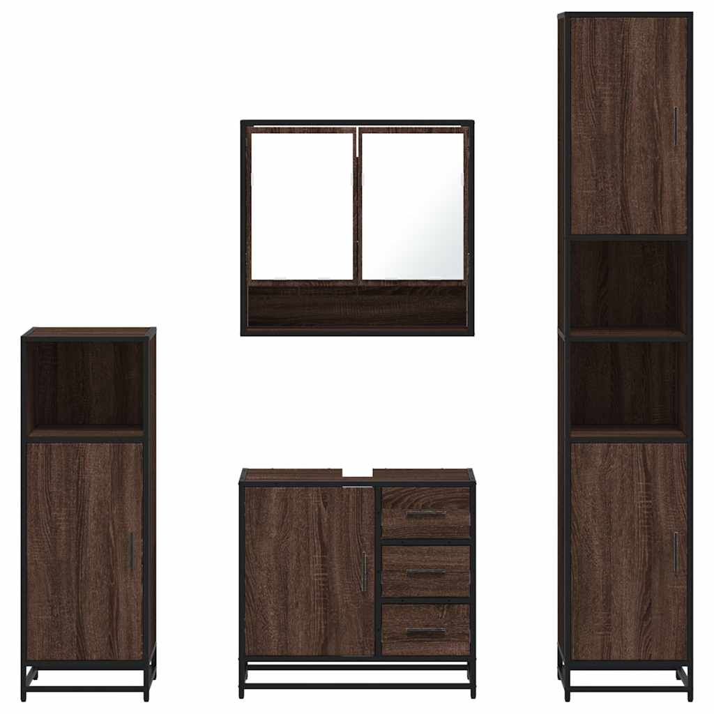 vidaXL Set de mobilier de baie din 4 piese din lemn de stejar maro vidaXL Set de mobilier de baie din 4 piese din lemn de stejar maro