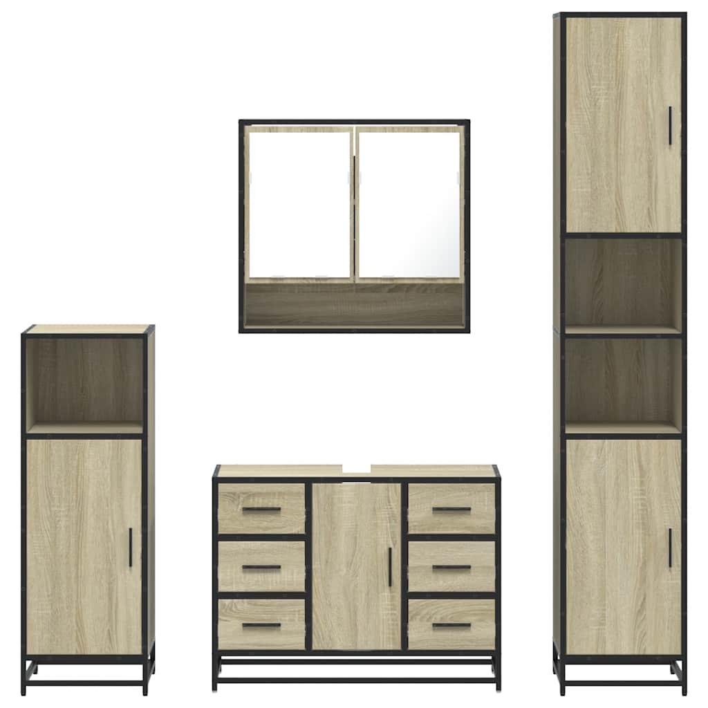 vidaXL Set de mobilier de baie din 4 piese din lemn de stejar Sonoma vidaXL Set de mobilier de baie din 4 piese din lemn de stejar Sonoma