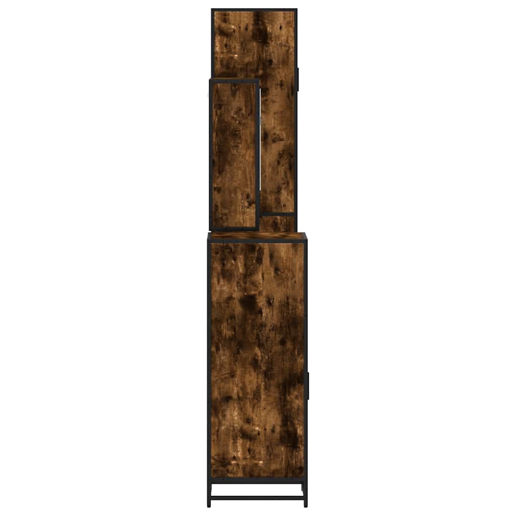 vidaXL Set de mobilier de baie 4 piese Lemn prelucrat de stejar afumat vidaXL Set de mobilier de baie 4 piese Lemn prelucrat de stejar afumat