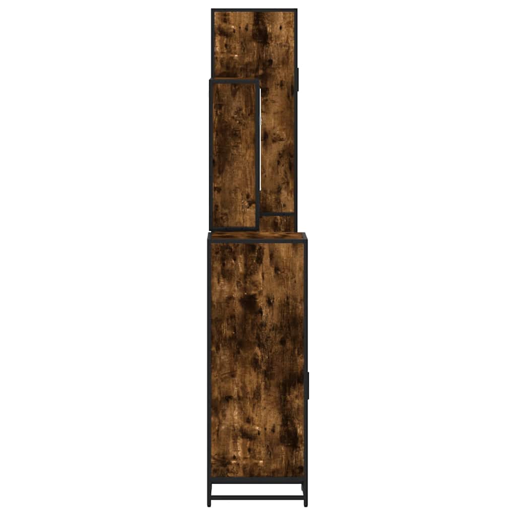 vidaXL Set de mobilier de baie 4 piese Lemn prelucrat de stejar afumat vidaXL Set de mobilier de baie 4 piese Lemn prelucrat de stejar afumat