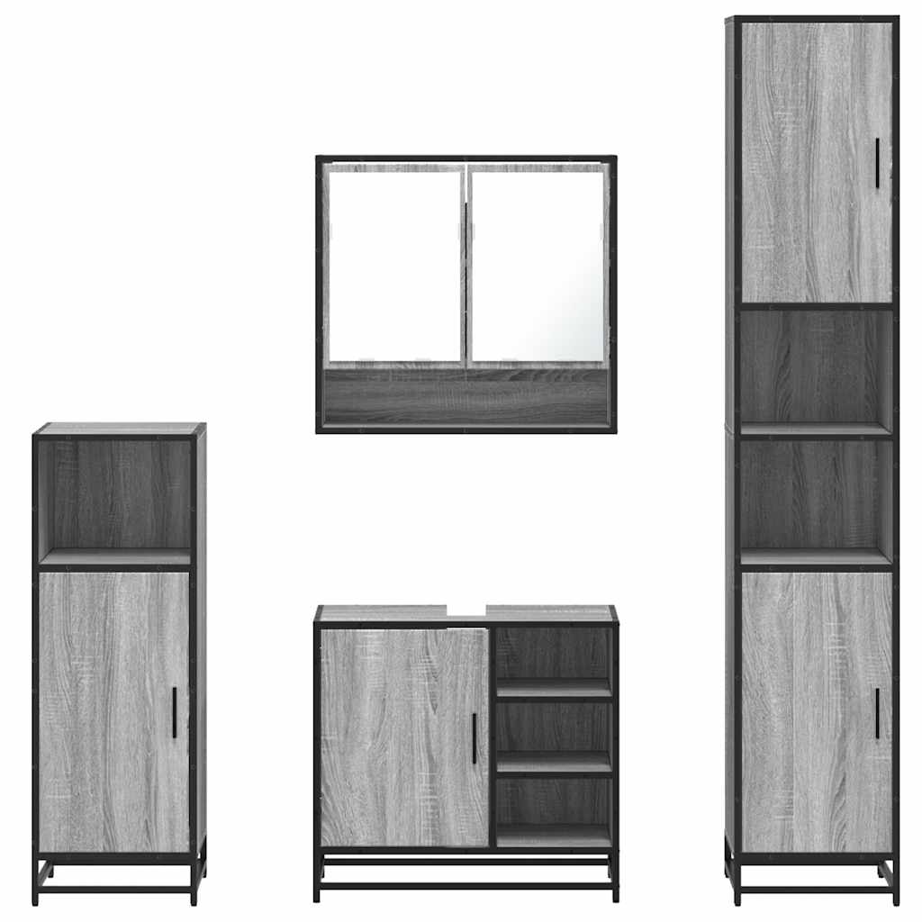 vidaXL Set de mobilier de baie 4 piese Lemn stratificat gri Sonoma vidaXL Set de mobilier de baie 4 piese Lemn stratificat gri Sonoma