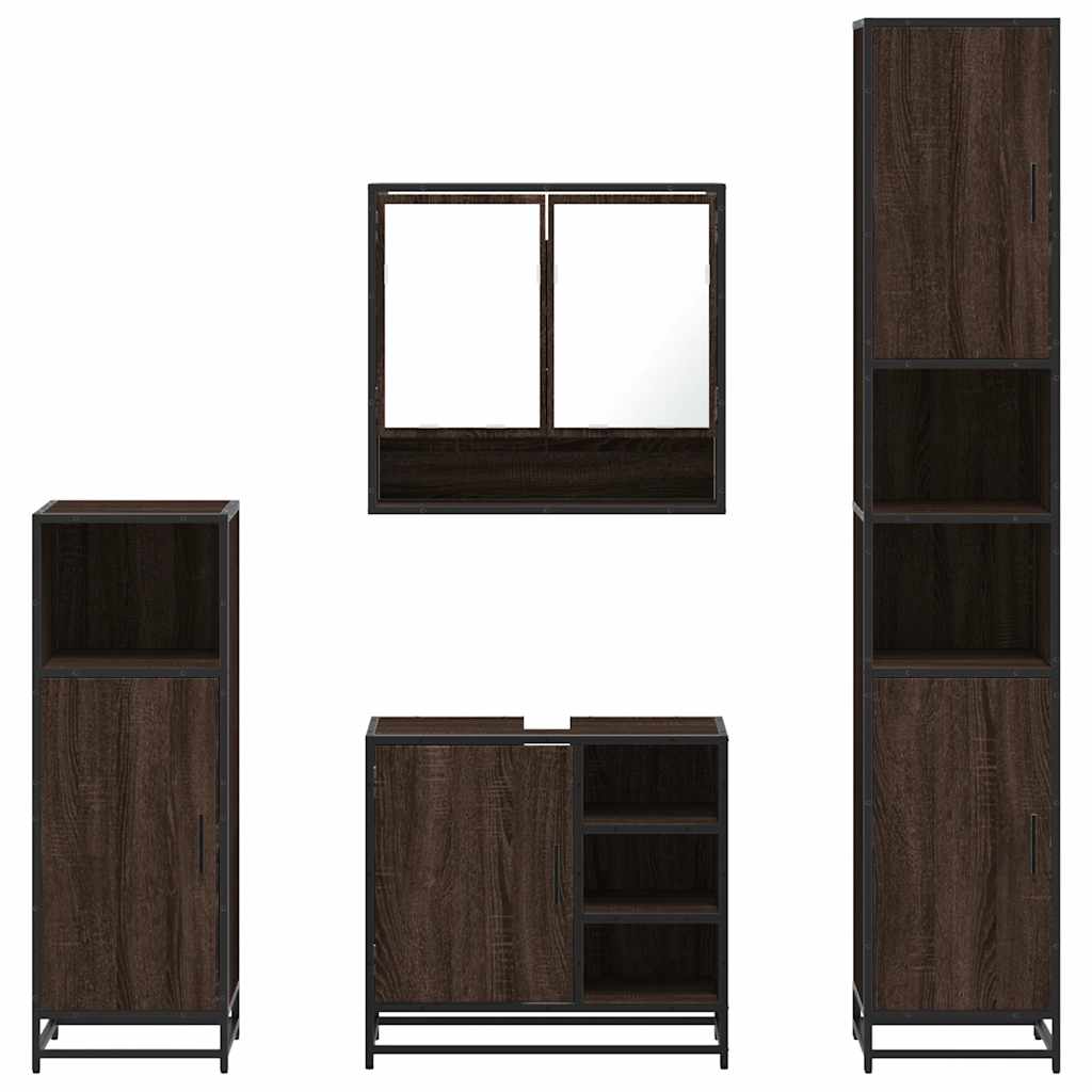 vidaXL Set de mobilier de baie din 4 piese din lemn de stejar maro vidaXL Set de mobilier de baie din 4 piese din lemn de stejar maro