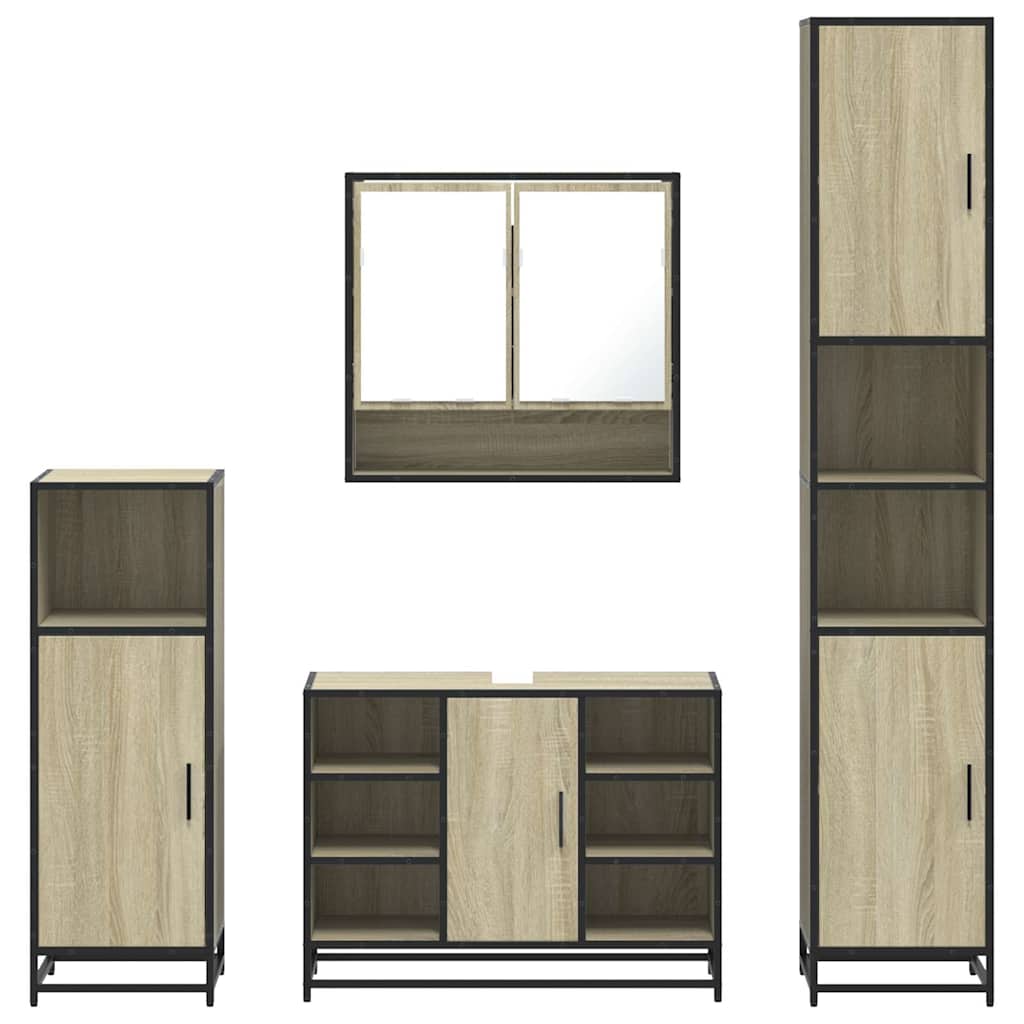 vidaXL Set de mobilier de baie din 4 piese din lemn de stejar Sonoma vidaXL Set de mobilier de baie din 4 piese din lemn de stejar Sonoma
