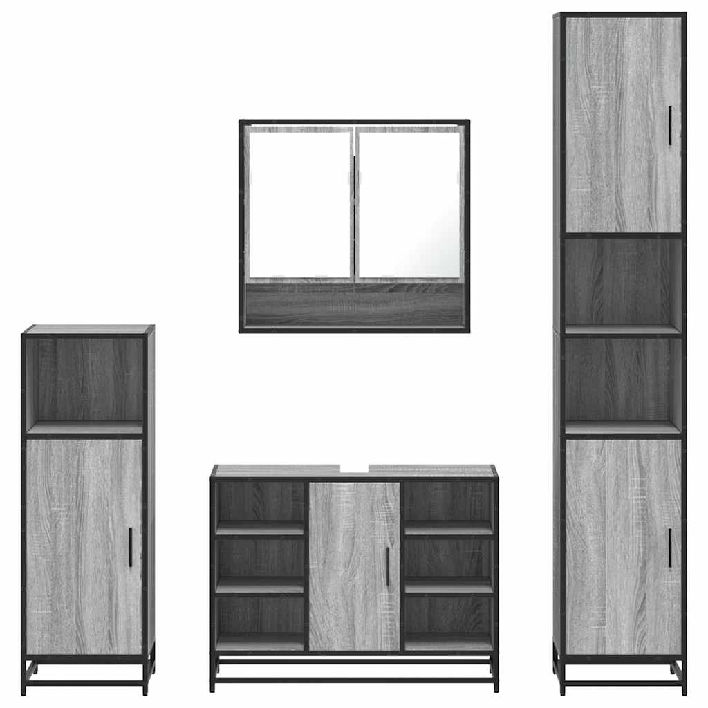 vidaXL Set de mobilier de baie 4 piese Lemn stratificat gri Sonoma vidaXL Set de mobilier de baie 4 piese Lemn stratificat gri Sonoma