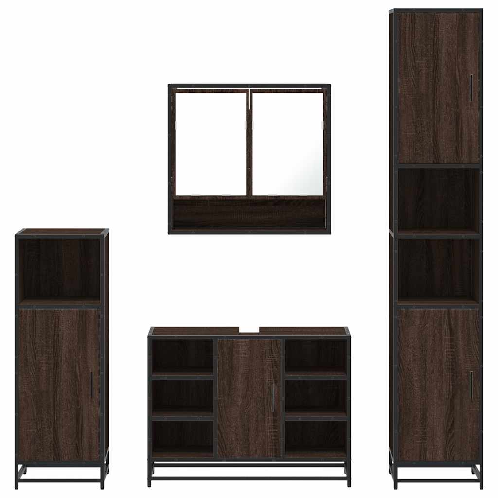vidaXL Set de mobilier de baie din 4 piese din lemn de stejar maro vidaXL Set de mobilier de baie din 4 piese din lemn de stejar maro