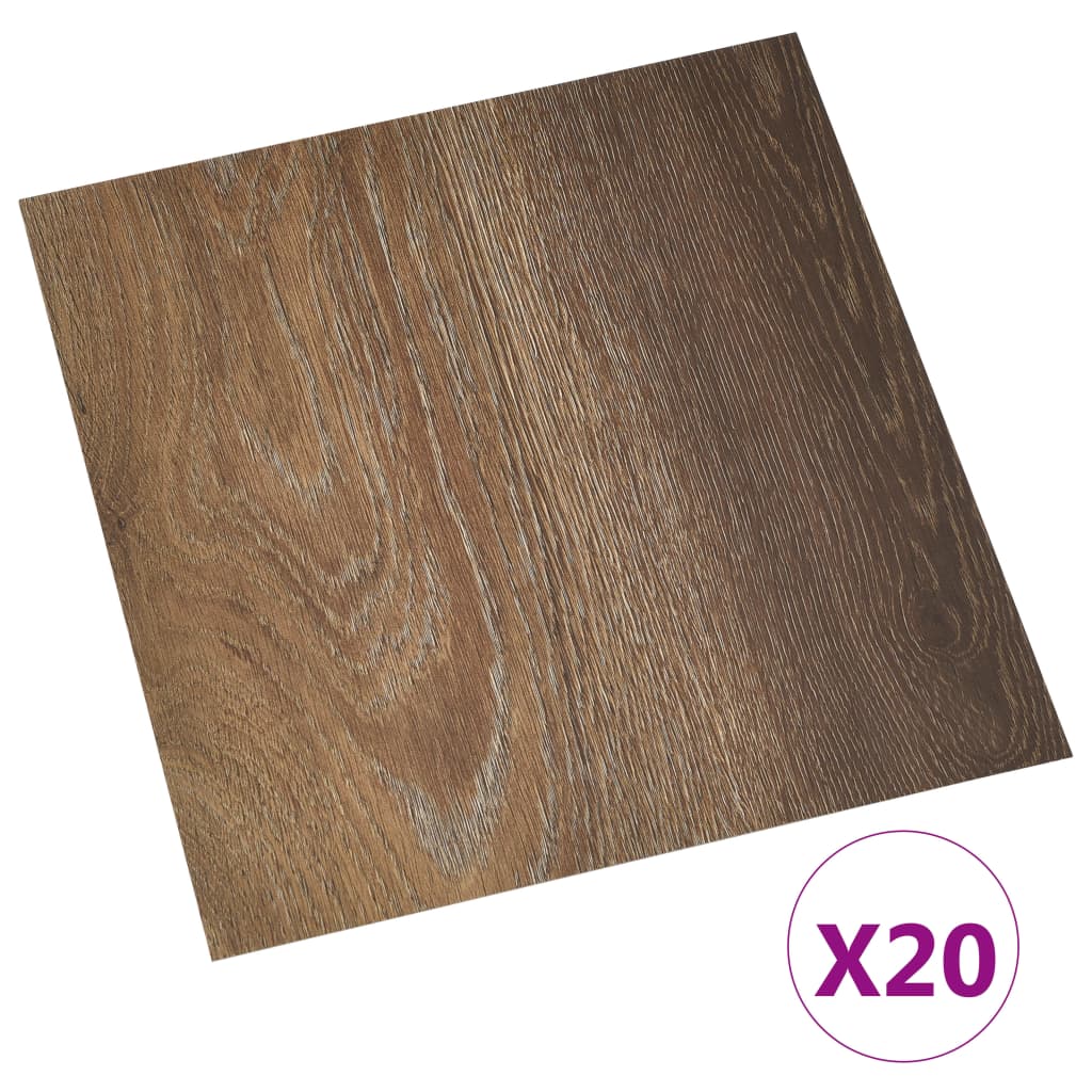 vidaXL Plăci de pardoseală autoadezive, 20 buc., maro, PVC, 1,86 m² vidaXL Plăci de pardoseală autoadezive, 20 buc., maro, PVC, 1,86 m²