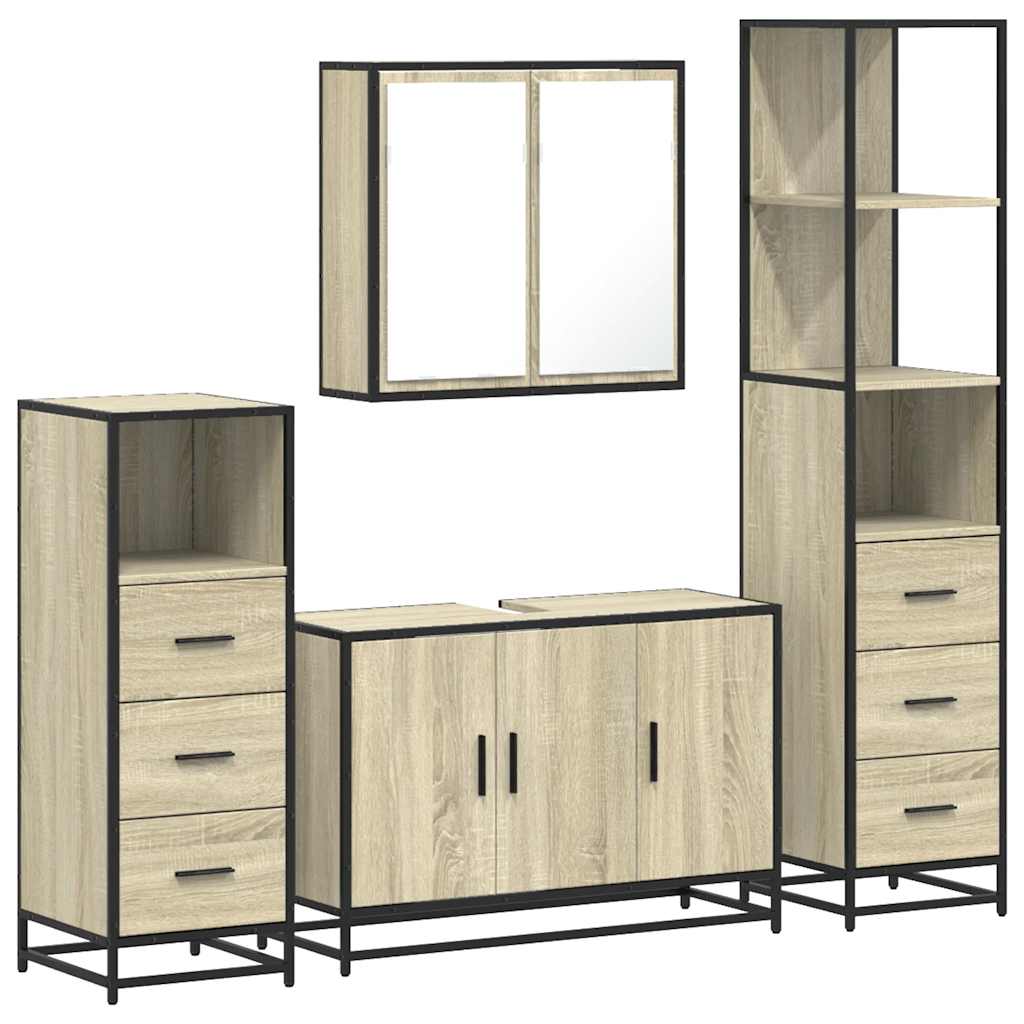 vidaXL Set de mobilier de baie din 4 piese din lemn de stejar Sonoma vidaXL Set de mobilier de baie din 4 piese din lemn de stejar Sonoma