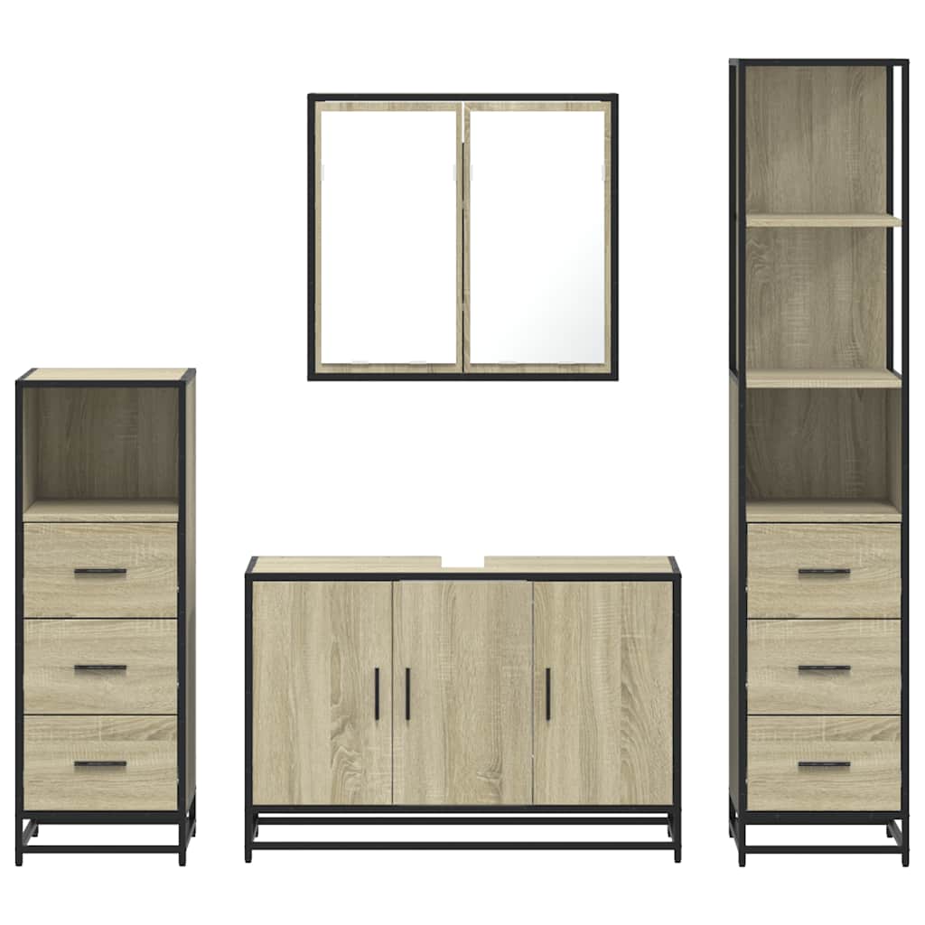 vidaXL Set de mobilier de baie din 4 piese din lemn de stejar Sonoma vidaXL Set de mobilier de baie din 4 piese din lemn de stejar Sonoma