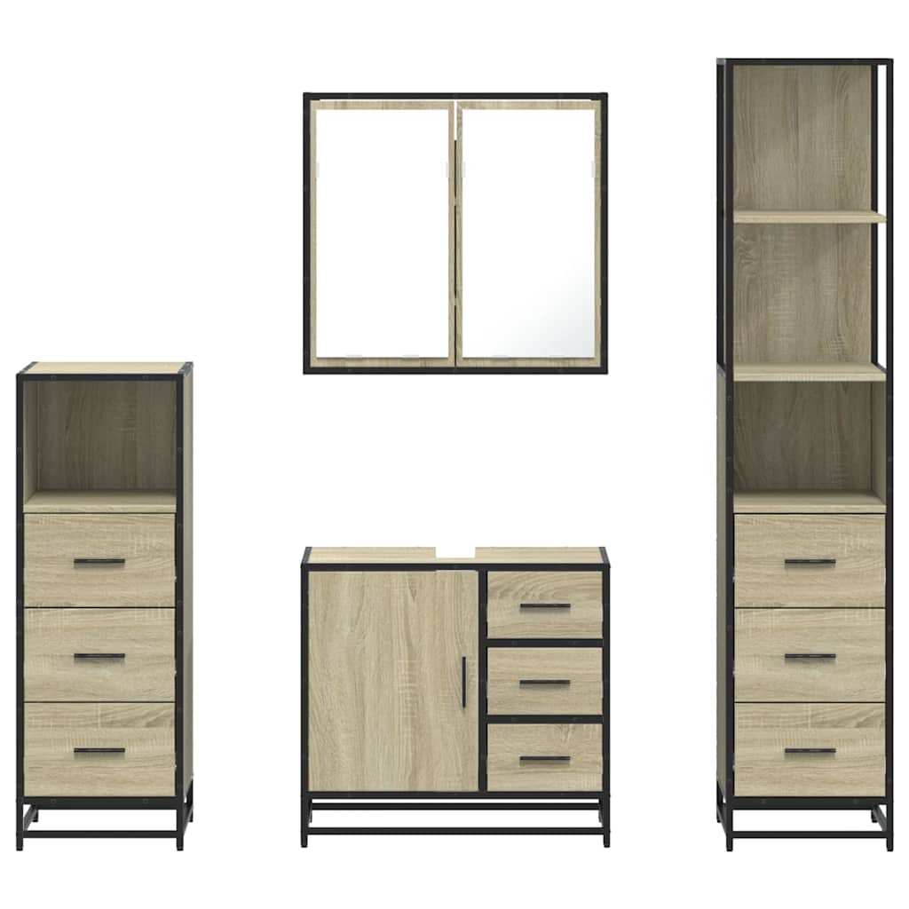 vidaXL Set de mobilier de baie din 4 piese din lemn de stejar Sonoma vidaXL Set de mobilier de baie din 4 piese din lemn de stejar Sonoma